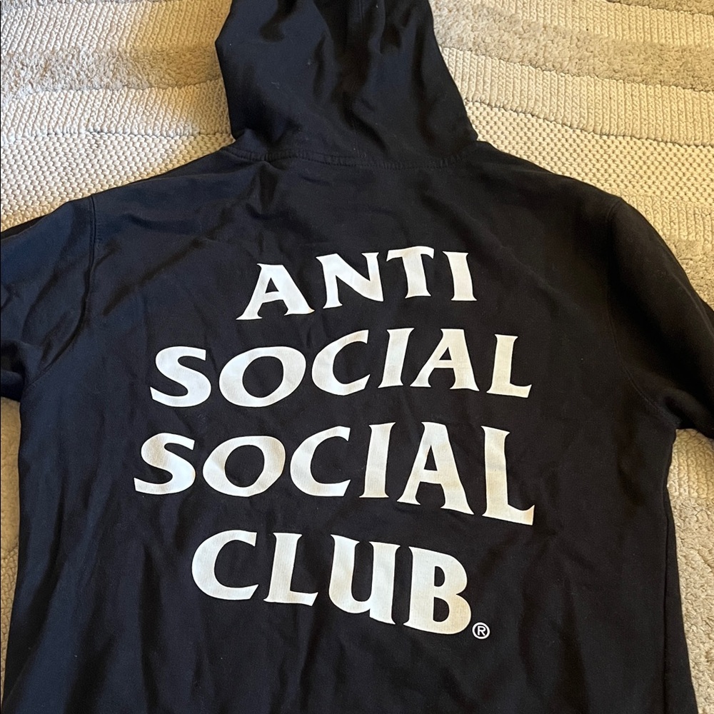 Anti Social Social Club Black Mind Games Hoodie with White Logo - S